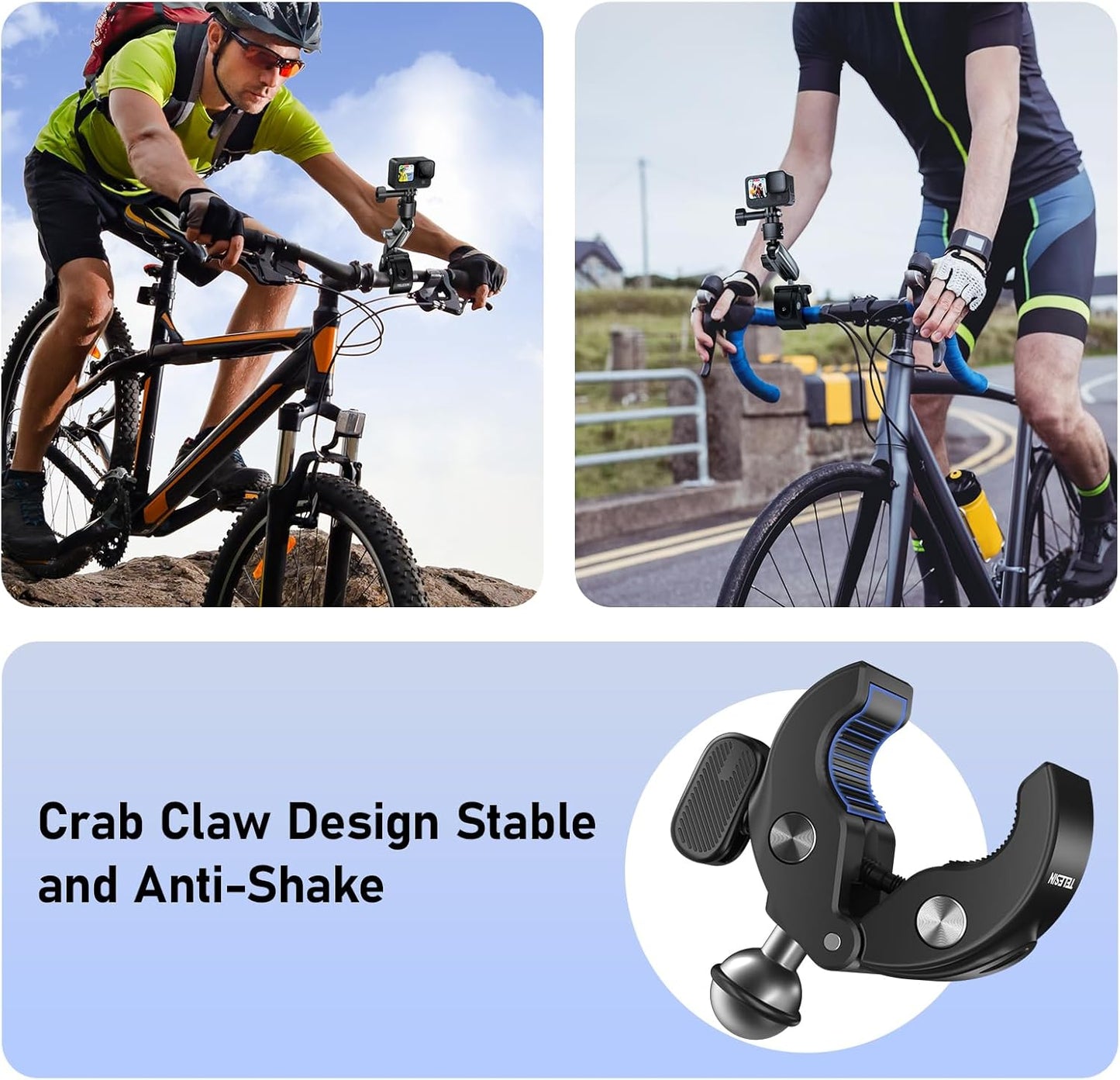 TELESIN° S2 Quick Release Clamp Bike Mount Motorcycle Handlebar Holder, Roll Bar Tube Clip Mounting Accessories for GoPro13 12 11 10 9 8 7 Go Pro Max Insta360 X3 X4 X5 Ace Pro DJI Action 3 4 Pocket 3