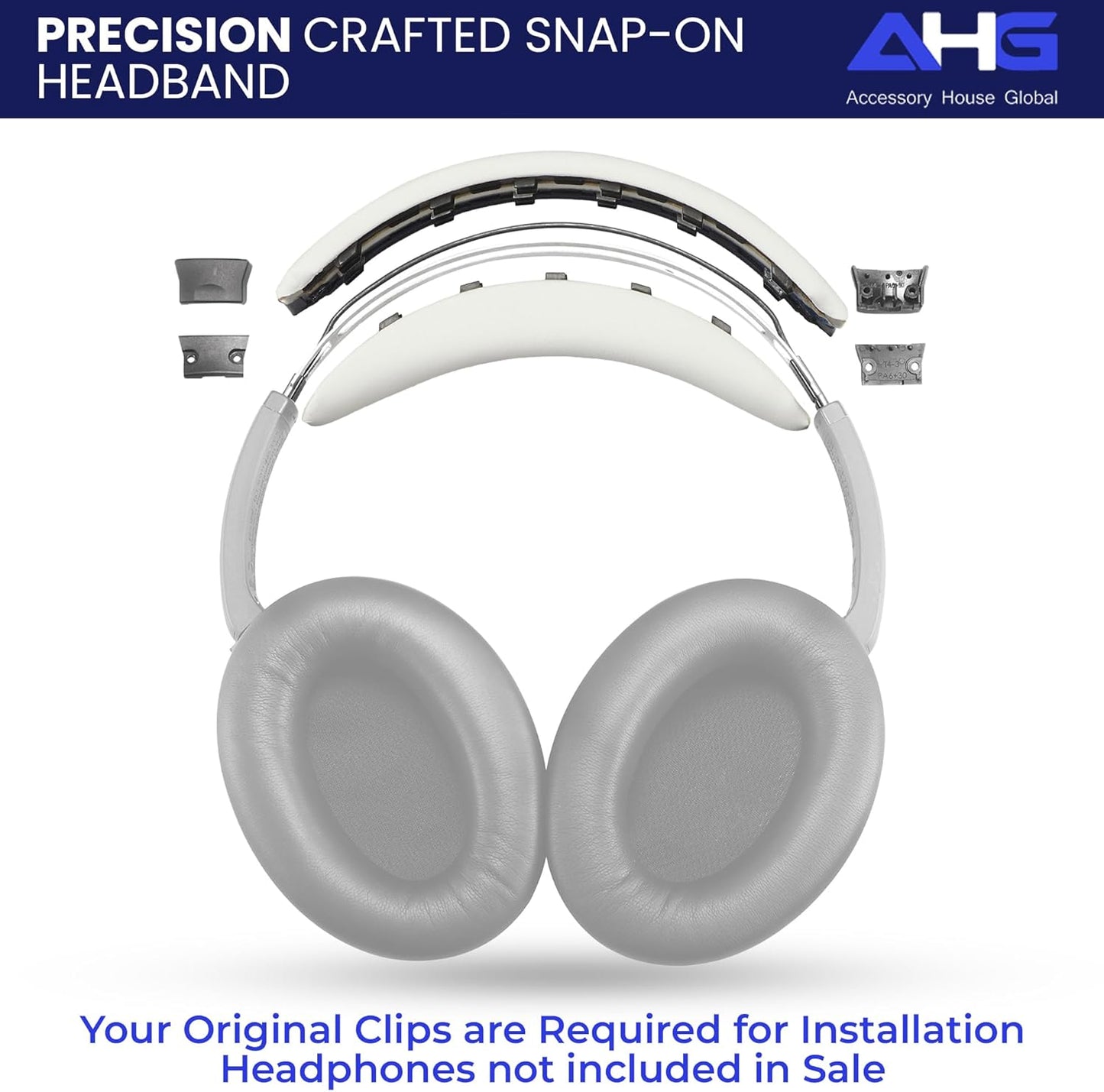 AHG QC35 earpads / QC35 ii Headband pad Cushion kit. Compatible w/Bose QuietComfort 35 ii / QC35 Headphones (White). Premium Headband Design | Seamless DIY Assembly | Superior Comfort and Durability