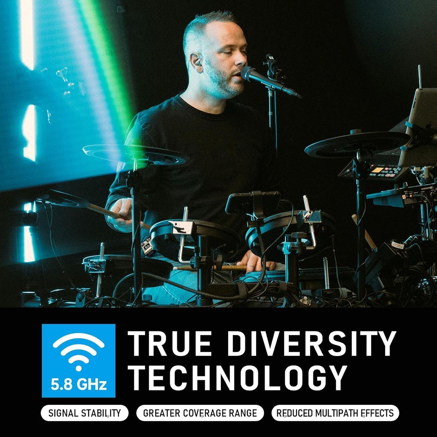 Xvive U45R2 Wireless in Ear Monitor System 5.8ghz IEM System 1 Transmitter and 2 Bodypack Receiver for Studio, Band Rehearsal, Live Performance, Channel Scan Mode