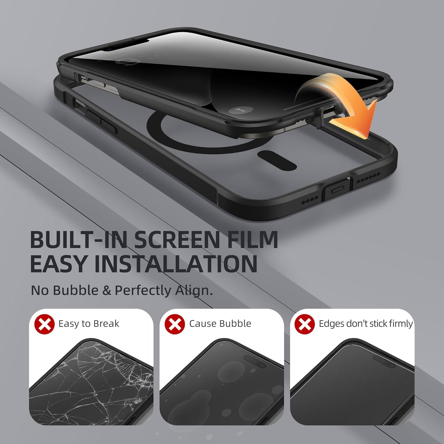 BERFY Magnetic for iPhone 13 Pro Max Case, Compatible with MagSafe, Built-in Privacy Screen Protector and Upgraded Camera Protection, Anti-Spy Full Body Shockproof Phone Case for 13 Pro Max 6.7",Black