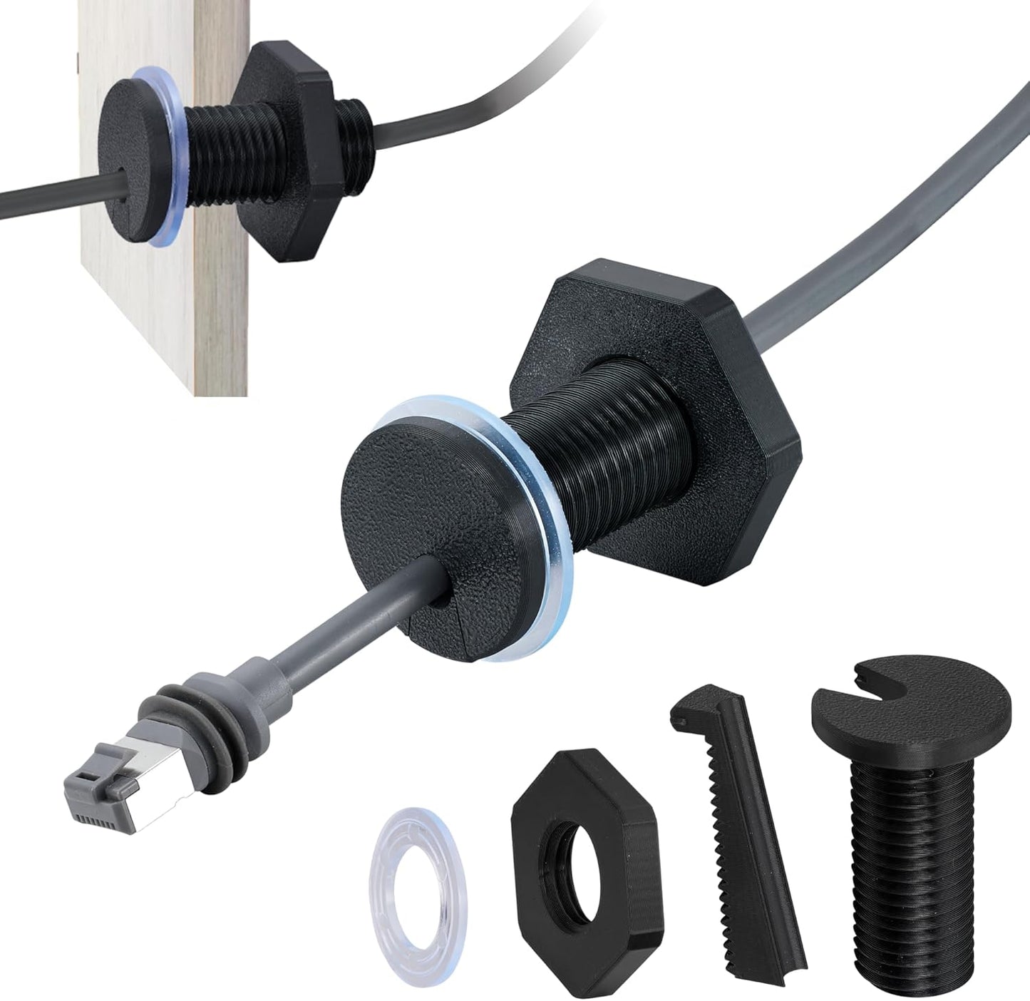 2Pcs RV Cable Passthrough for Starlink mini, RV Cable Grommet Compatible with Starlink, Ethernet, Coax, Water-Resistant and Anti-Drop RV Cable Routing(Black)