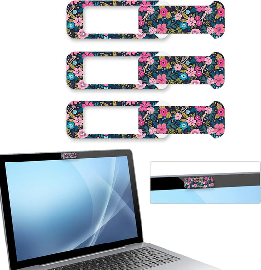 Webcam Cover, 3 Pieces, Laptop Camera Cover, Privacy Shielding Capacity is Twice as Big as The Traditional, Suitable for Computer Mobile Phones, laptops, Tablets and so on (Flower 1)