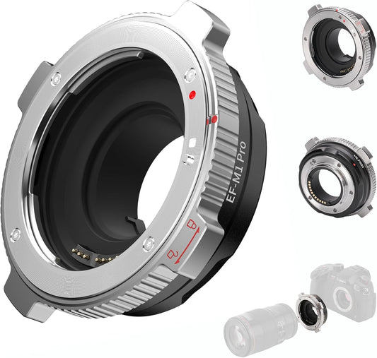 VILTROX EF-M1 Pro Lens Adapter, Auto Focus Ring Mount Adapter Lens Converter with Security Lock Compatible with Canon EOS EF/EF-S Lens to M4/3 MFT GH4 GH5 GF6 GX7 E-M5 E-M10II E-PL5 Cameras