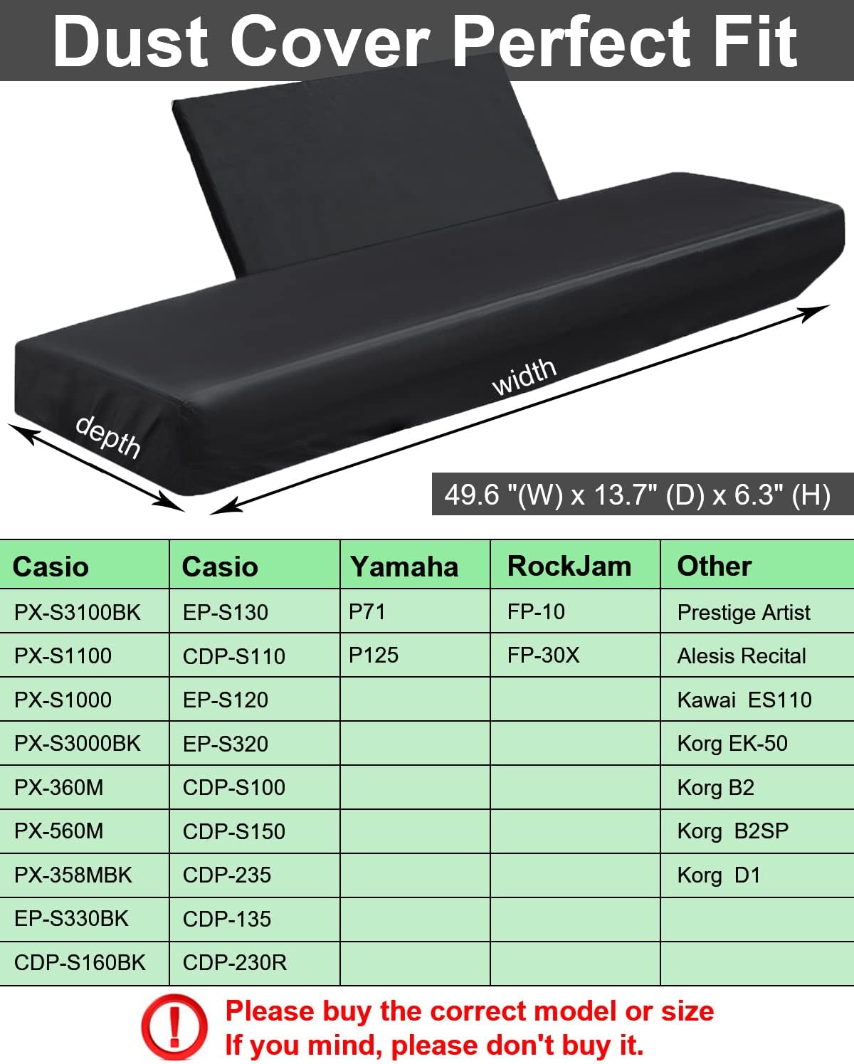 Elastic Lock Music Keyboard Dust Protector Cover - Water Proof, Stretchy, Full for Digital Pianos, Full Cover Elastic Lock Music Protector Case (88 Keys, Black)