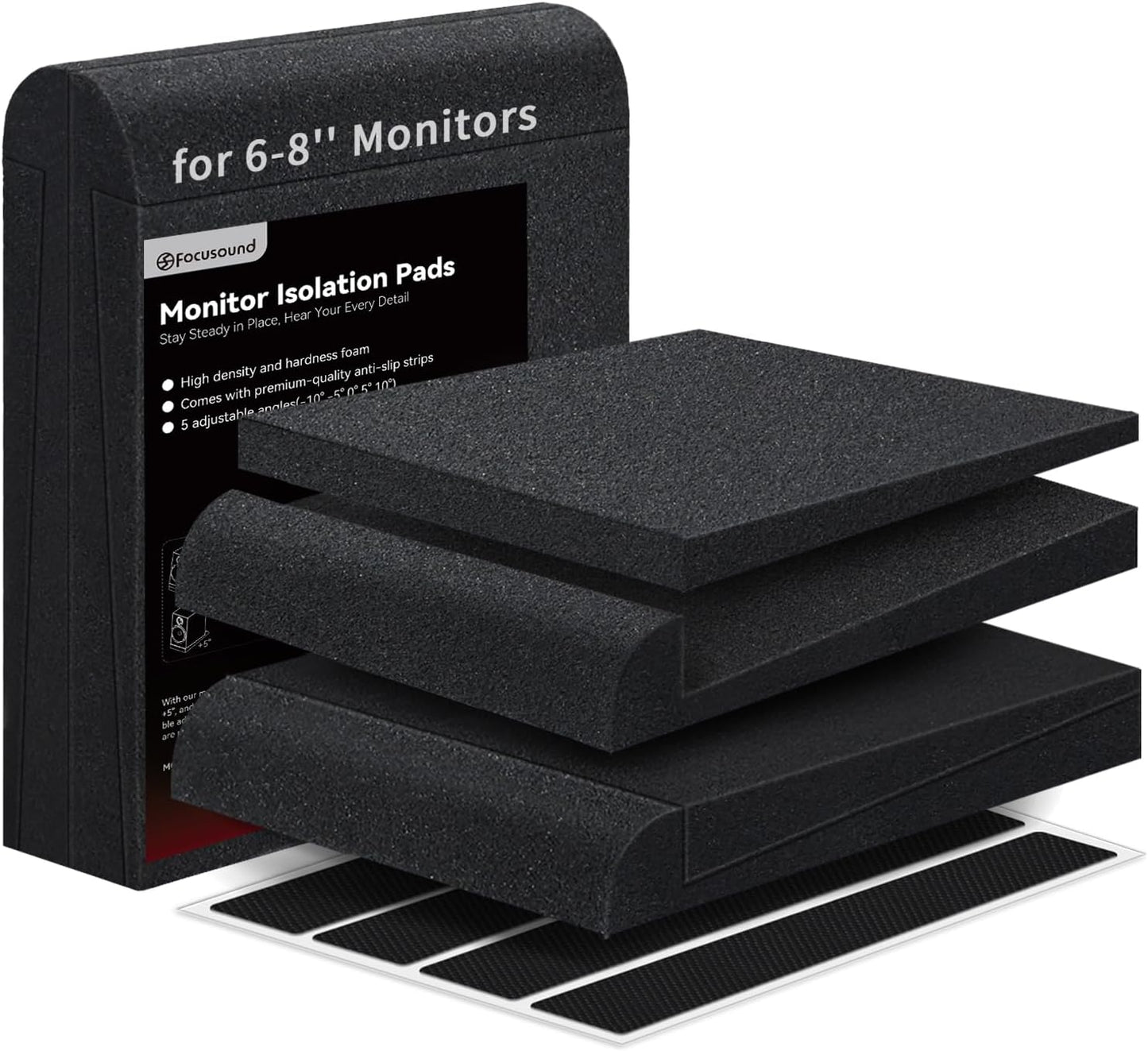 Focusound Studio Monitor Isolation pads for 6-8 Inches Monitors, 2 Pack High Density Acoustic Speaker Isolation Pads Foam