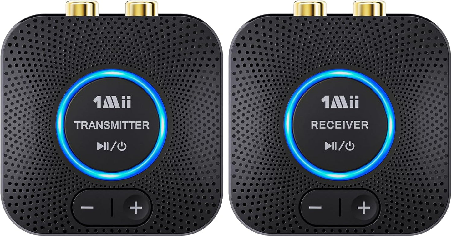 1Mii 2.4GHz Wireless Audio Transmitter Receiver Set for TV, 260Ft/80M Long Range 25ms Low Latency with AUX RCA in/Out,Wireless Audio Adapter for TV PC Powered Speaker Amplifier Soundbar