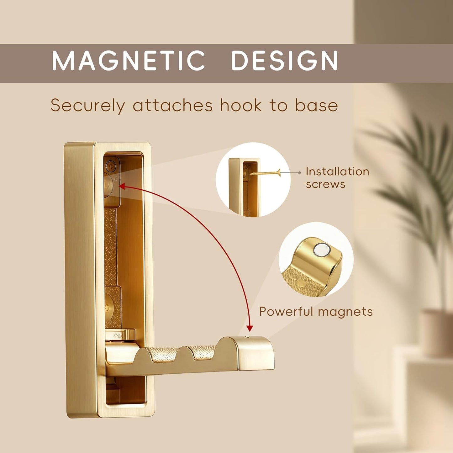 Folding Wall Hooks,4 Pack Rustproof Zinc Alloy Folding Coat Hooks,Heavy Duty Foldable Gold Wall Hooks for Hanging Clothes,Hat,Towel,Bathrobe,Key,Bag,Backpack (Gold)