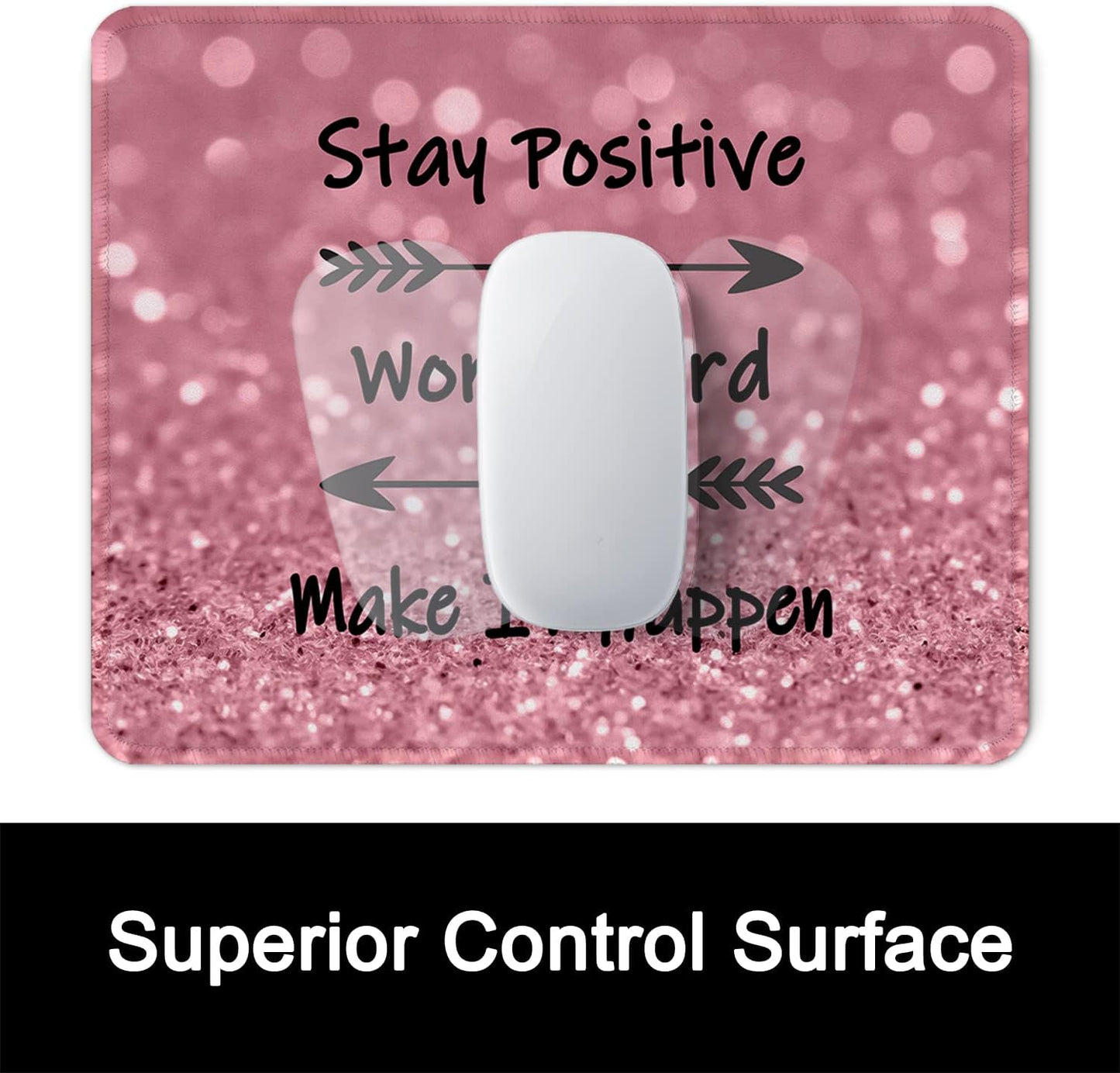 ITNRSIIET Mouse Pad with Stitched Edge Premium Textured Smooth Precise Operation Waterproof Washable Non-Slip Rubber Base Desktop Protection Mat, 10.2×8.3×0.12 inches, Pretty Inspirational Quotes