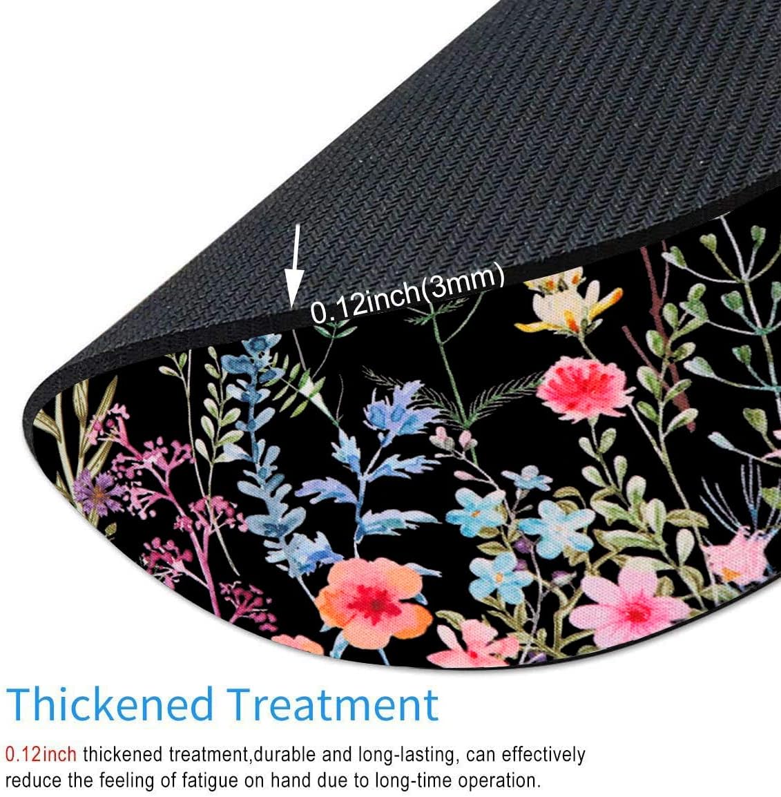 Floral Mouse Pad: Non-Slip Rubber Base & Comfortable Lycra Cloth - Cute Mouse Pad for Women, Round Waterproof for Computer, Laptop, Office, Home