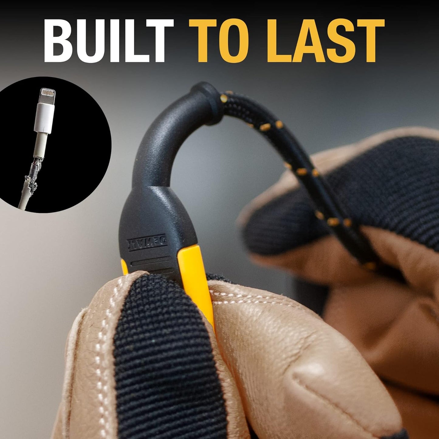 DEWALT Heavy Duty 3 in 1 Multi Charging Cord, 6ft Fast Charger Cord, Multi Charger Adapter with Lightning/Type C/Micro USB Port for iPhones/Samsung Galaxy/PS/Tablets/More