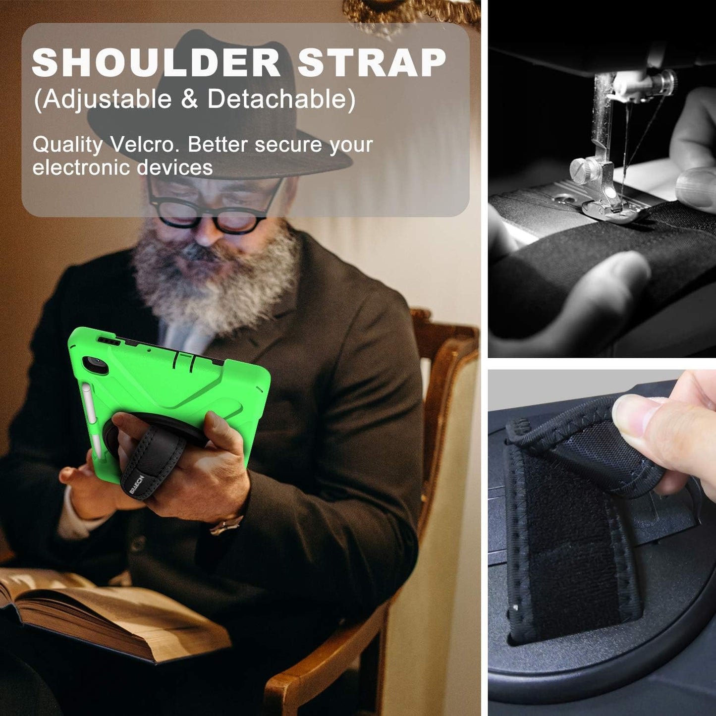 BRAECN for Samsung Galaxy Tab S6 Lite 10.4 Case, Heavy Duty Shockproof Case with Hand Strap, Shoulder Strap, Kickstand, S Pen Holder for Galaxy Tab S6 Lite 10.4 Inch SM-P620/P610 2024/2022/2020-Green