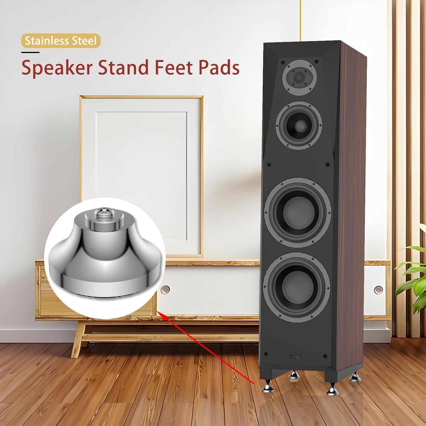 Audiocrast IF4021S HiFi Speaker Isolation Feet Pads 4PCs Stainless Steel 40x21mm Silver Speaker Shock Absorber Vibration Dampener Floor Protector for Audio Subwoofer CD DVD Amplifier Turntable DAC