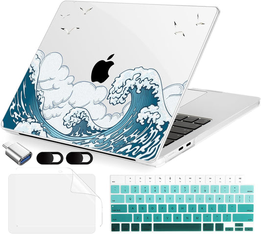 Compatible with MacBook Air 15 inch Case, M4 A3241/M3 A3114/M2 A2941 (Released 2025 to 2023), Hard Shell, Keyboard Cover, Screen Protector, Webcam Cover & Type-C Adapter, 018