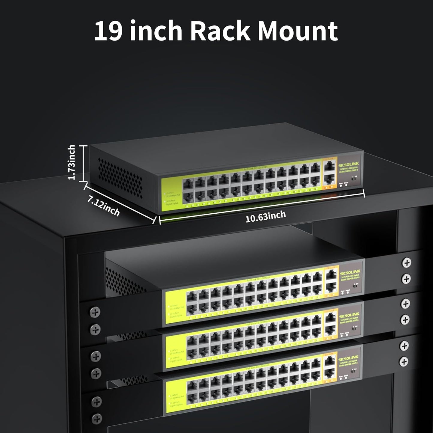 POE Switch with 24 Port POE + 2 Gigabit Uplink,802.3af/at PoE+ 100Mbps, 400W Built-in Power,Unmanaged, Extend to 250M for Security Camera System, AP, IP Phone.