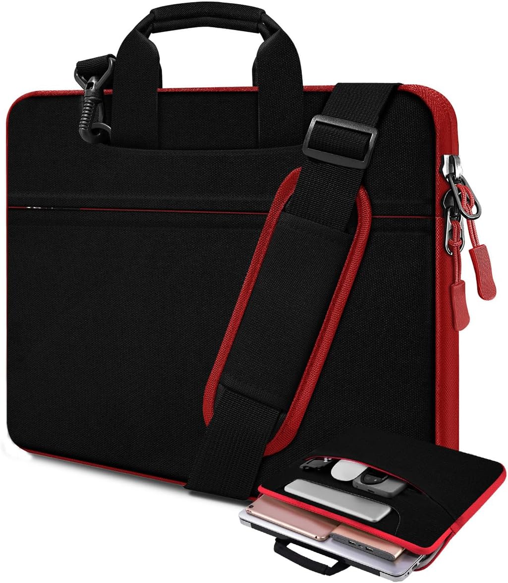 Universal Laptop Shoulder Bag 13-17.3 Inch Shockproof Briefcase with Multi-Pockets & Adjustable Strap for MacBook Pro/Air