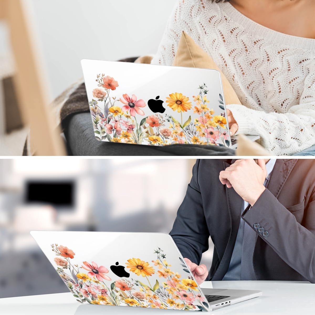 DONGKE for M4 MacBook Pro 16 Inch Case 2024 2023 2021 A3403 A3186 M3 A2991 M2 A2780 M1 A2485 Pro/Max Chip, Plastic Hard Shell Case & Keyboard Cover for Mac Pro 16 with Touch ID, Daisy Flowers