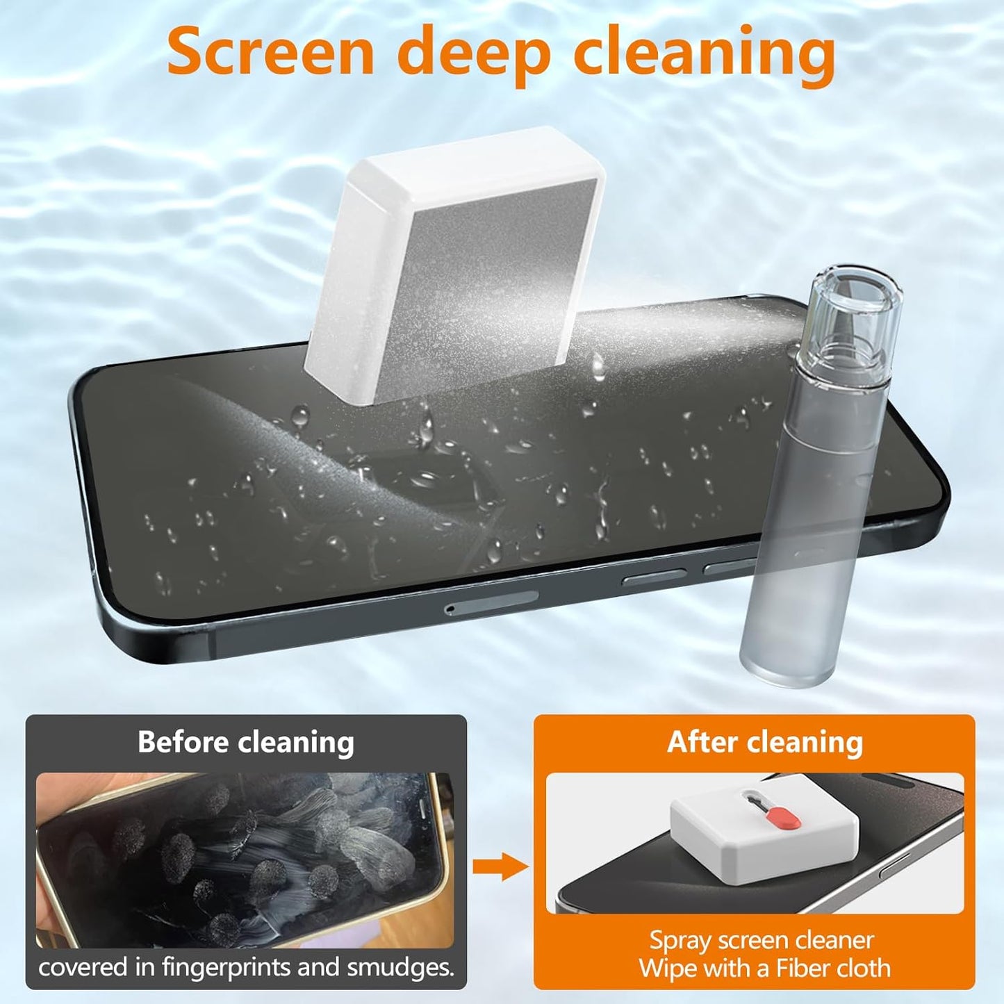 Cell Phone Cleaning Kit, iPhone Cleaning Kit for Charging Port Cleaner Keyboard Cleaning Kit for Airpods/Android/USB C/Earbuds/Laptop/iPad/Camera Lens with Stylus Pen, SIM Tool, Screen Brush (White)