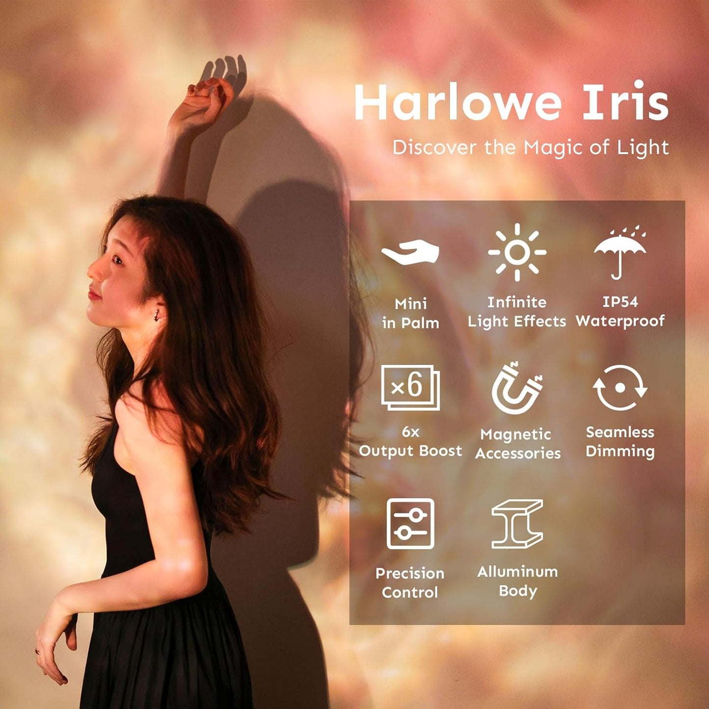 Iris Portable LED Photography Light Kit with LCD Display, App Control, CRI/TLCI 96+, 2700-6500K Bi-Color Indoor/Outdoor Lighting for Content Creators, Jungle Edition, 5W