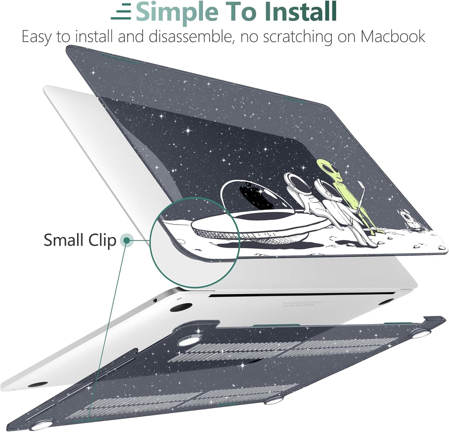 MEEgoodo Case for MacBook Pro 13 inch, Hard Shell Case with Keyboard & Camera Cover, Compatible with 13 inch MacBook Pro A2338 M2/M1 A2251 A2289, Astronauts & Alien Theme