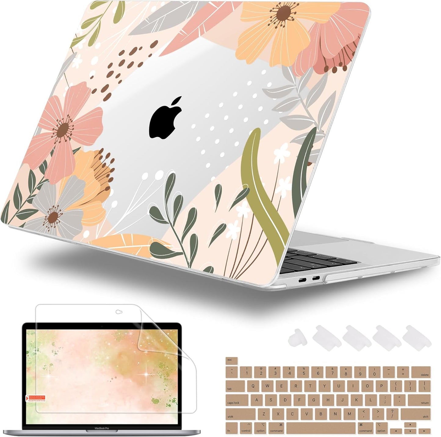 for MacBook Pro 16 inch Case 2019 2020 Release Model A2141, Plastic Hard Shell Cover with Keyboard Cover & Screen Protector for MacBook Pro 16 inch with Touch Bar & Touch ID - Floral P227