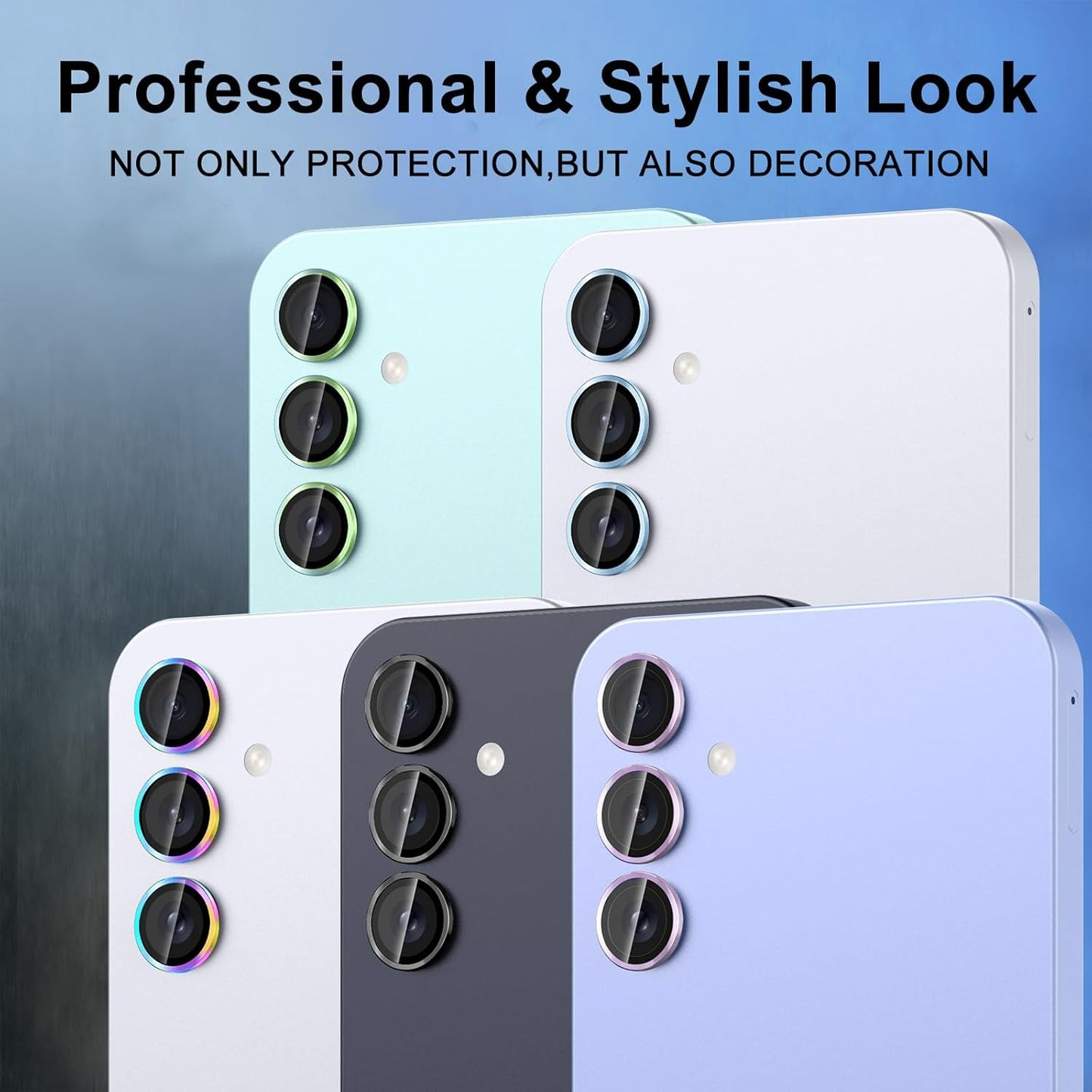 for Samsung Galaxy A16 Camera Lens Protector, Individual Metal Ring Tempered Glass Lens Cover, [Strong Adsorption] Scratch Resistant Ultra-Thin HD Clear Lens Cover, 1 Set-Colorful