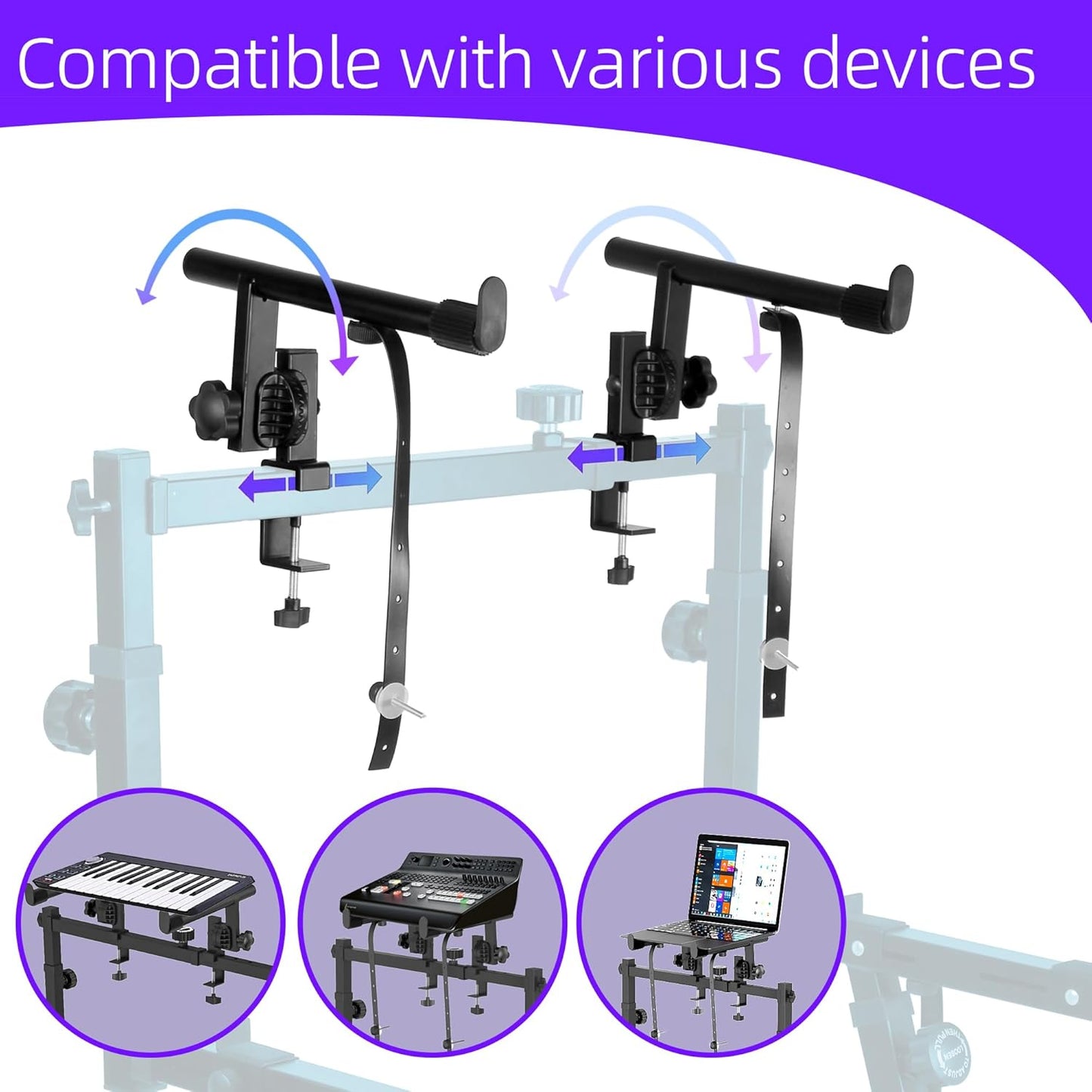 Dual Piano Keyboard Stand with 2nd Tier - Z Style Adjustable and Portable 2 Tier Heavy Duty Music Stand for Synths and Electric Digital Keyboards - Fits 54 61 88 Key Pianos