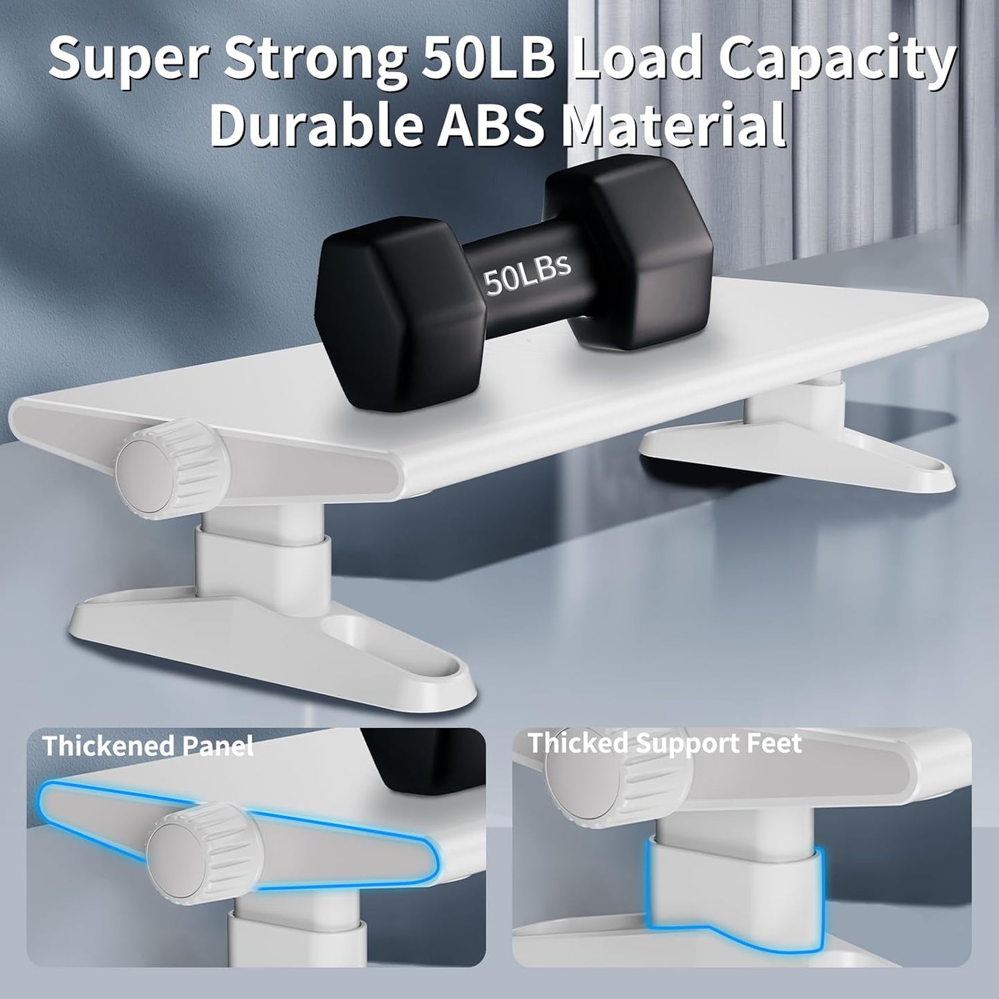 Computer Monitor Stand Riser for Desk,4.5-6.3 Inches Freely Height Adjustable with Cellphone Holder,Multi-Purpose Desktop Organizer Monitor Stands Riser for Computer,Laptop,Printer,TV (White)