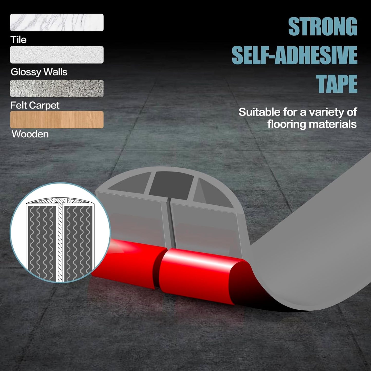 Floor Cord Cover Self Adhesive Cord Hider,3.3FT Cable Management, Extension Strip Protector for Wires, Prevent Cable Trips for Offices, Gyms, Exhibitions Cavity:0.47"(W) x 0.35"(H) Gray