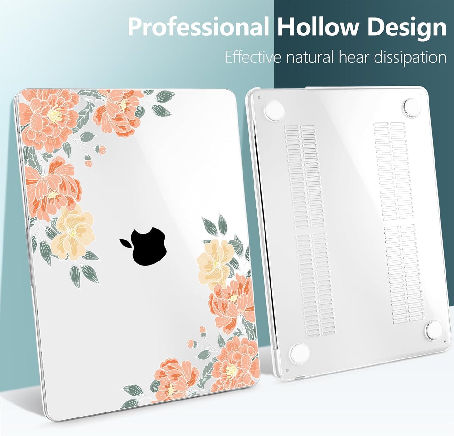 TWOLSKOO Compatible with M4 MacBook Air 13.6 inch Case 2025-2022 Release M4 A3240 M3 A3113 M2 A2681, Plastic Hard Shell & Keyboard Cover & Type C Adapter & Screen Protector, Vintage Roses