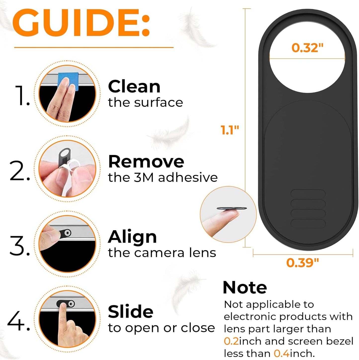 6-Pack Laptop Camera Cover Slide, Ultra Thin (0.03in) Webcam Privacy Cover for MacBook, iPhone, iPad, iMac, PC, Cell Phone & Computer Accessories (6 Pack Big)