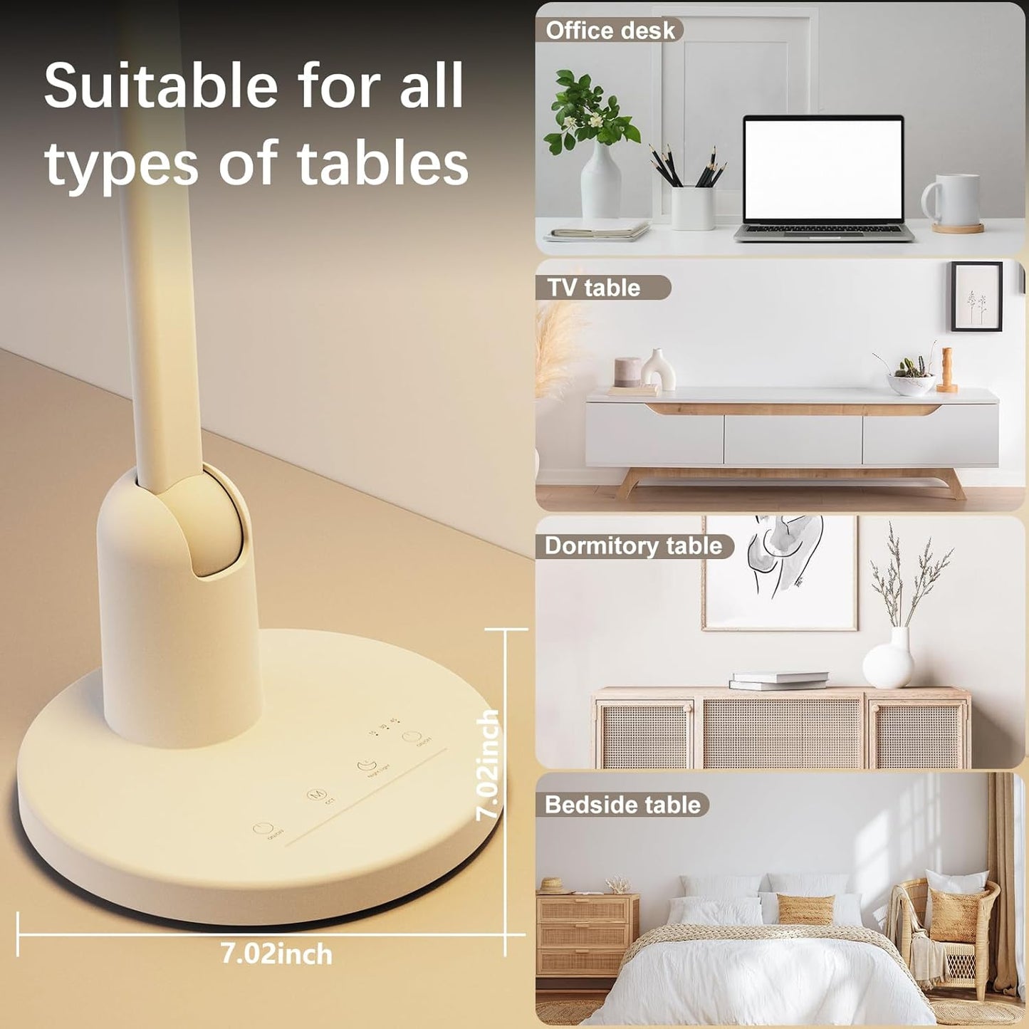 Desk Lamps for Home Office with Stable Base, 1000LM Ultra Bright Eye-Caring Desk Light, 3000K-6000K Dimmable Table Lamp with Stepless Dimming & Timing Function for Work, Reading, Bedroom, Bedside