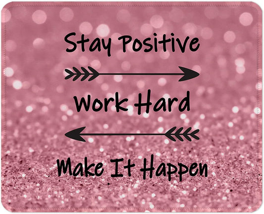 ITNRSIIET Mouse Pad with Stitched Edge Premium Textured Smooth Precise Operation Waterproof Washable Non-Slip Rubber Base Desktop Protection Mat, 10.2×8.3×0.12 inches, Pretty Inspirational Quotes