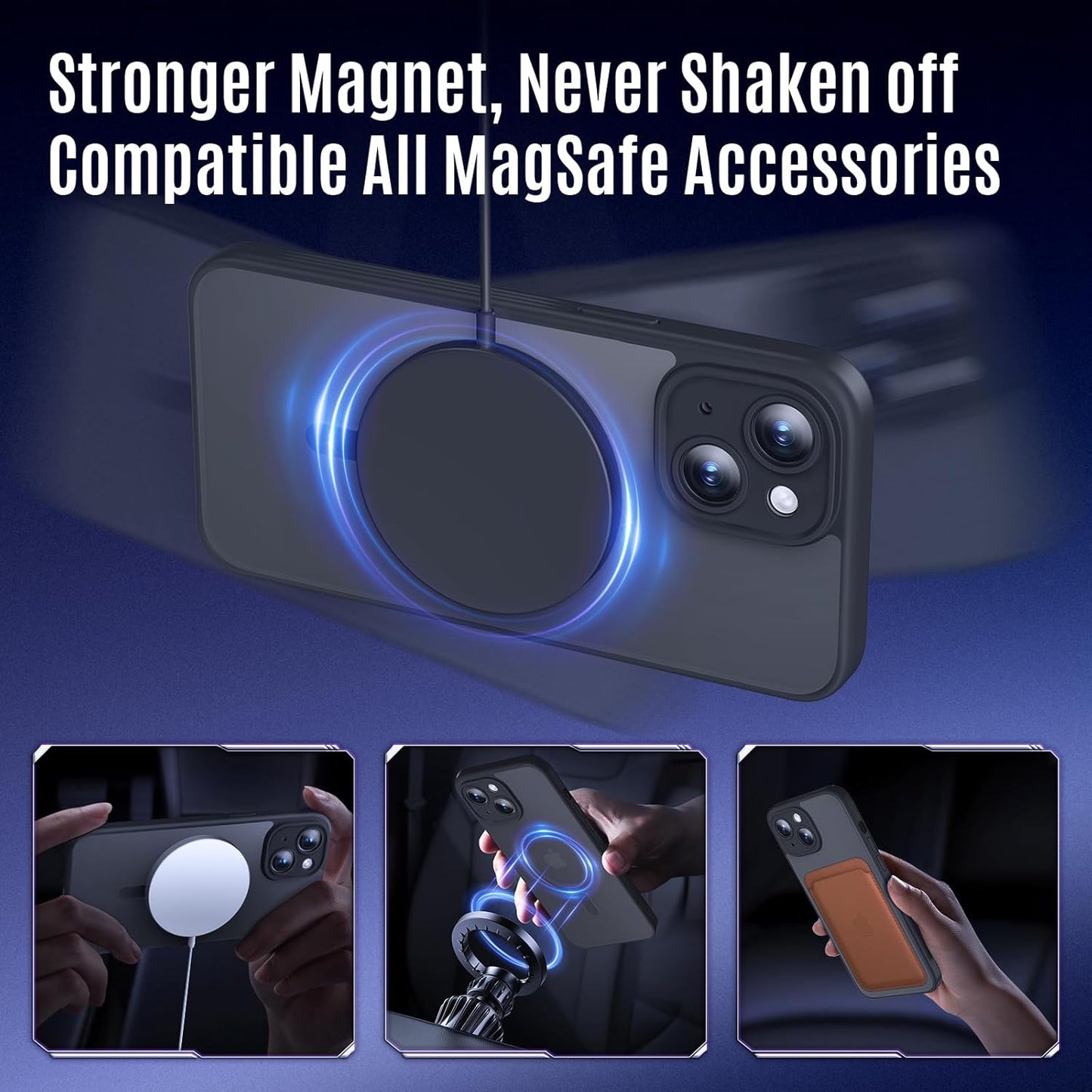 Designed for iPhone 14 Case, Compatible with MagSafe, with Privacy Screen Protectors X2, [Camera Protection] [15FT Military Drop Protection] Shockproof Phone Case, 6.1", Black