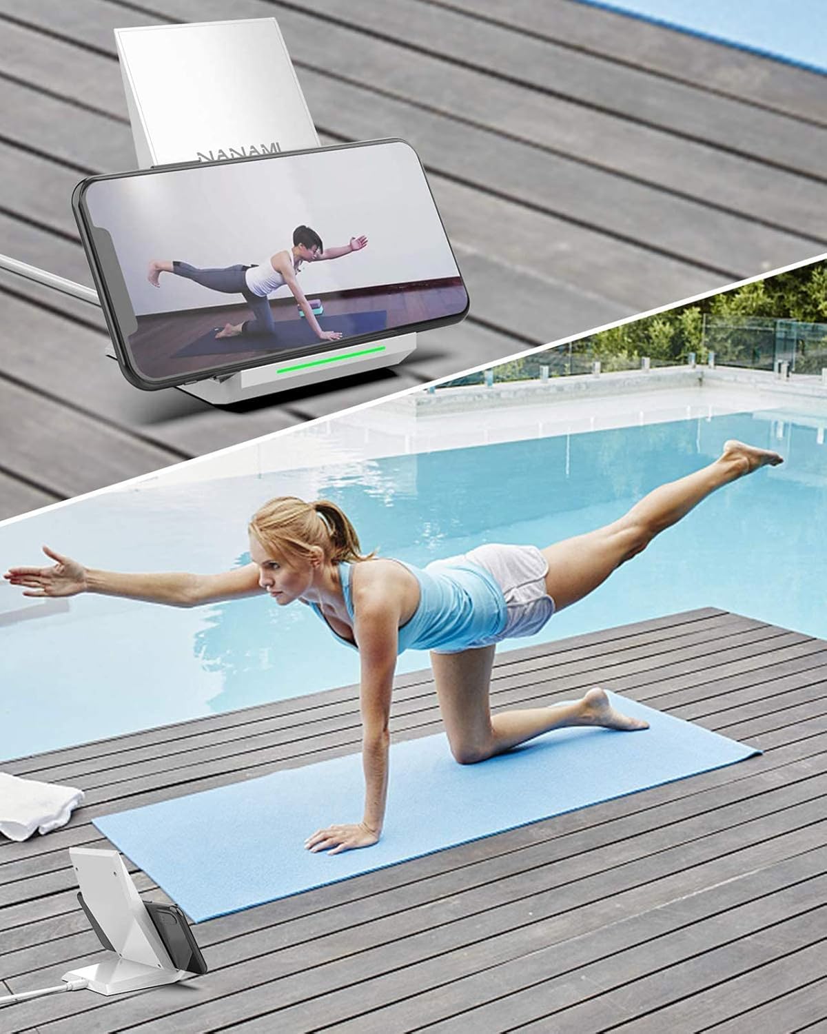 NANAMI Fast Wireless Charger - Qi Certified Charging Stand 7.5W Compatible iPhone 16/16 Plus/16 Pro/16 Pro Max/15/14/13/12,10W for Samsung Galaxy S24/S24 Ultra//S23/S22/21/S20 and Qi-Enabled Phones