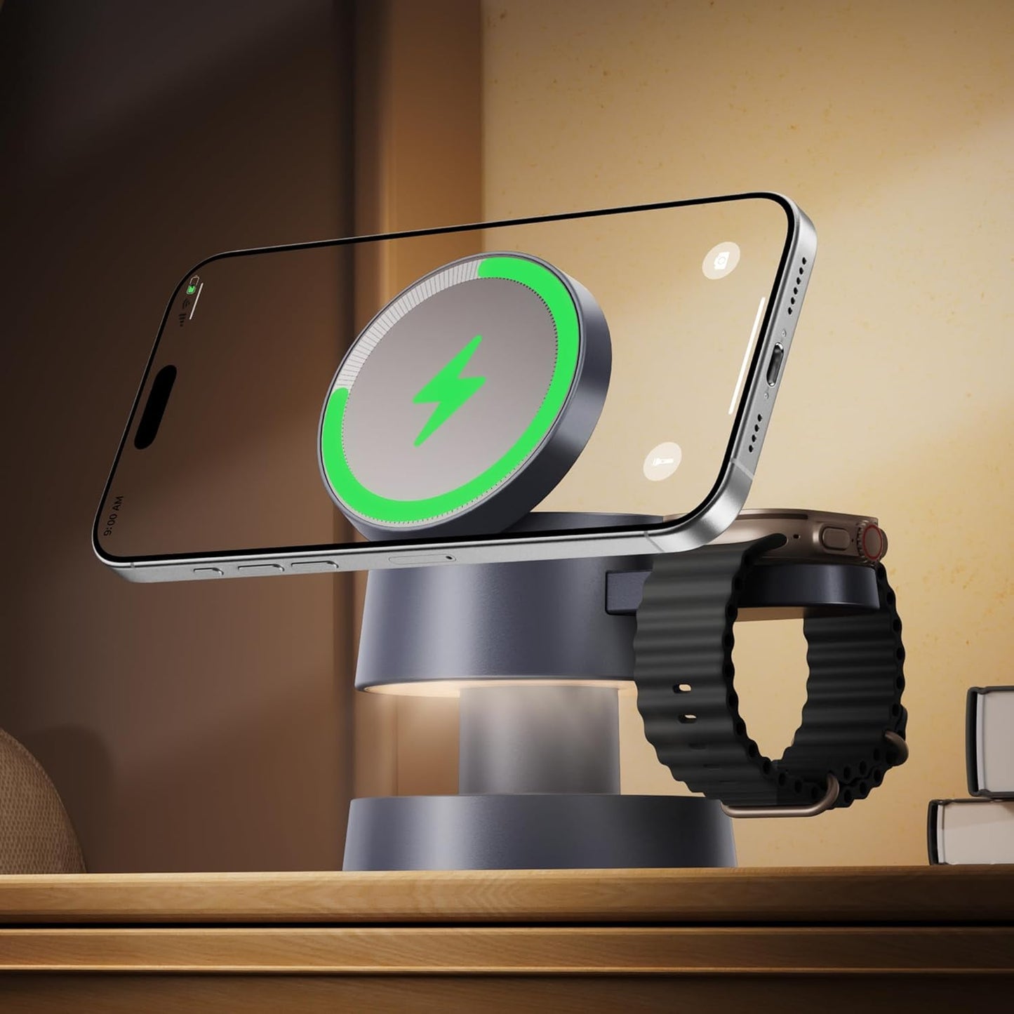 iVANKY 15W Fast 4 in 1 Wireless Charging Station with Mushroom Light for MagSafe Magnetic Charger, 22.5W Travel Stand, 3 in 1 Charge for iPhone 17 16 15 to X Pro Max Plus Air, Apple iWatch, Airpods