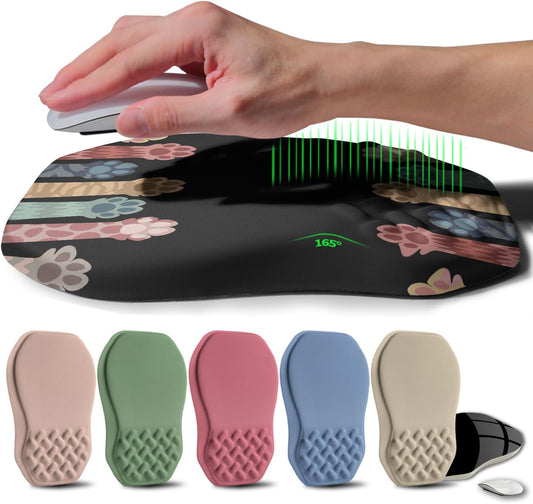 Ergonomic Raised Mouse Pad Wrist Support with Bilateral Slope Memory Foam Mousepad for Wrist Rest and Carpal Tunnel Pain Relief 11.8x7.9〃Cat Claws