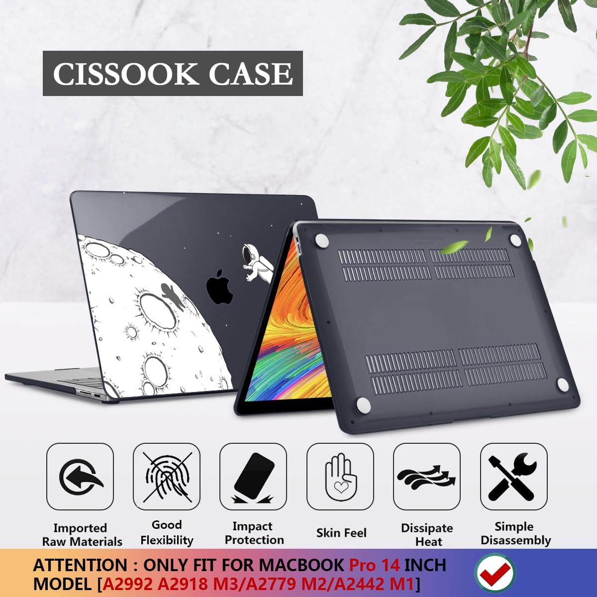 CISSOOK Case for MacBook Pro 14 Inch M4 M3 M2 M1 Chip 2024 2023 2022 2021 Release Model A3112 A3185 A3401 A2992 A2918 A2779 A2442, Hard Shell Cover for MacBook Pro 14 with Touch ID - Astronaut