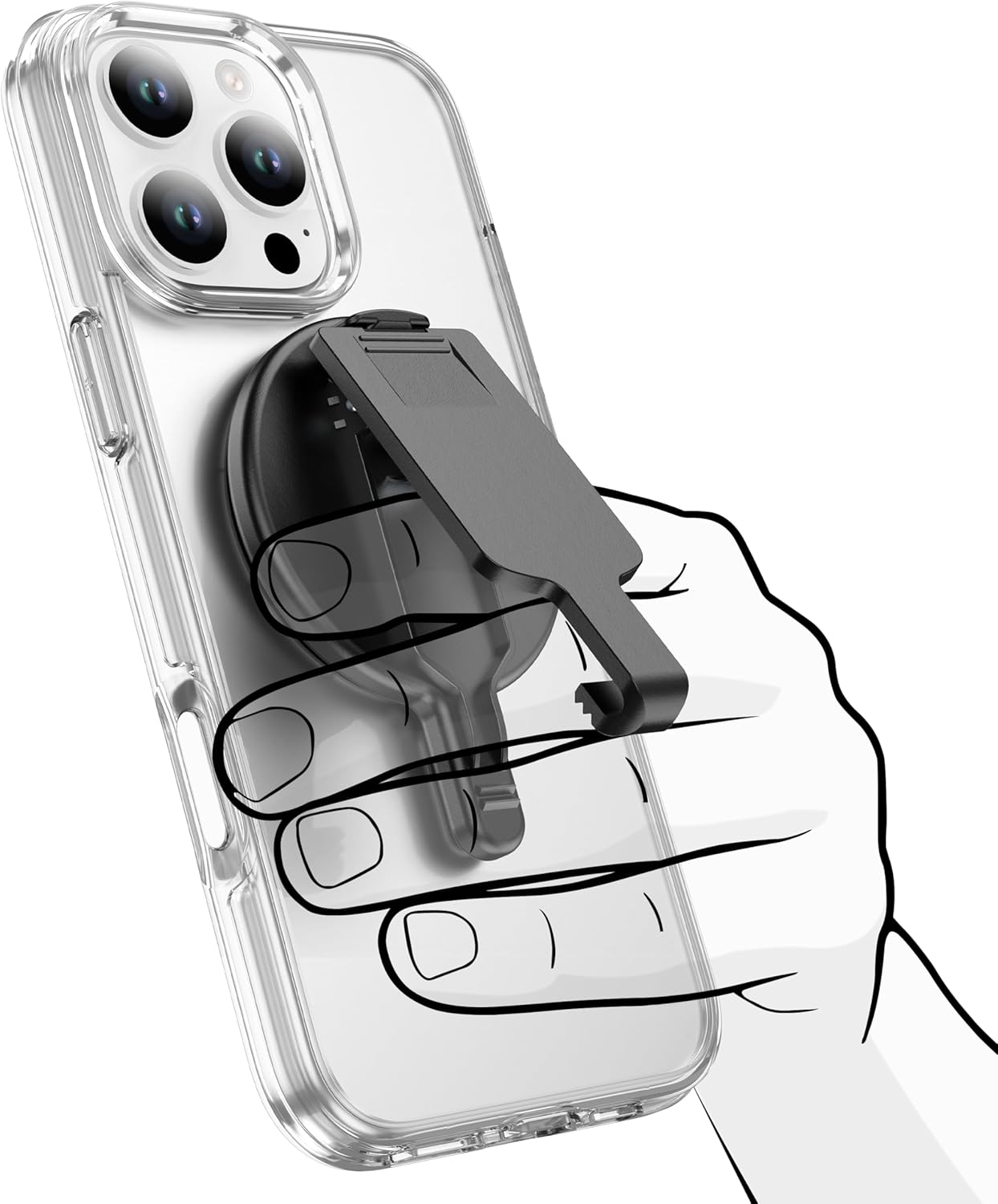 BAISRKE Magnetic Belt Clip Phone Holder, Strong Magnetic Waist Clip Compatible with Phone Cases, Portable & Versatile Accessory for Travel & Outdoor Use - Black