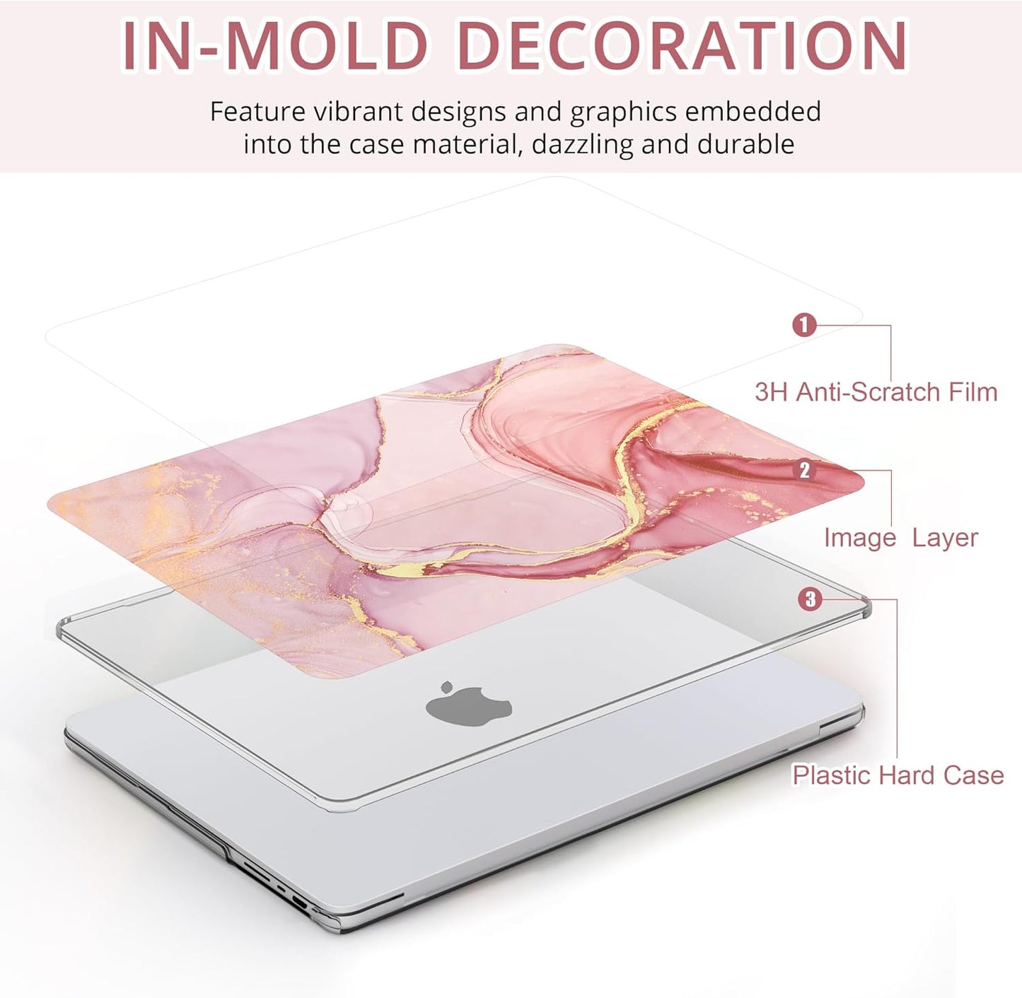 B BELK Compatible with MacBook Pro 14 inch Case 2025 2024 2023 2022 2021 M4 M3 M2 M1 A3112 A3185 A3401 A2918 A2992 A2779 A2442, Plastic Hard Shell Case+ Keyboard Cover+ Screen Protector, Pink Marble