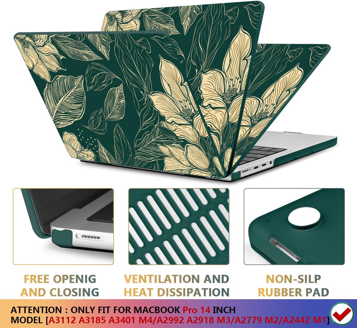 CISSOOK Compatible with MacBook Pro 14 inch 2024 2023 2022 2021 Release M4 M3 M2 M1 Chip A3112 A3185 A3401 A2918 A2992 A2779 A2442 Model, Hard Shell Case with Keyboard Cover&Screen Protector, Pink Bow