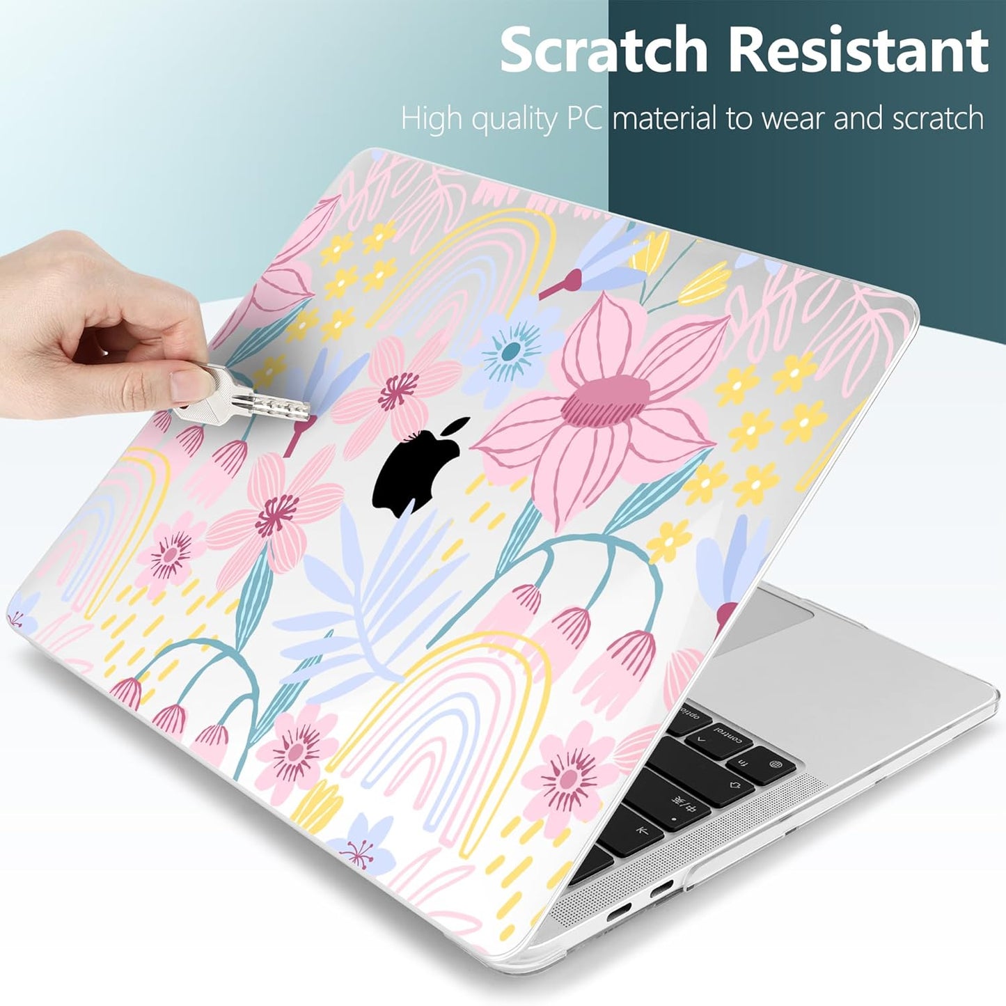 TWOLSKOO Compatible with MacBook Pro 13 inch Case 2023-2016 A2338 M2/M1 A2251 A2289 A2159 A1989 A1706, Plastic Hard Shell Cover & Keyboard Skin & Screen Protector, Floral Spring