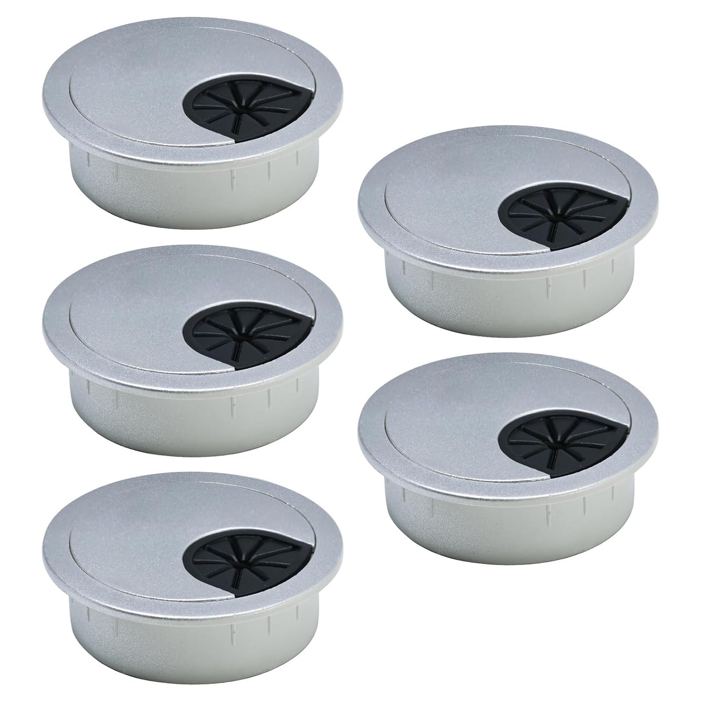 5 Pcs Desk Grommet 2-1/16" / 53 mm, Desk Cord Hole Cover, Cable Grommet ABS Plastic, Desk Hole Grommet for Home & Office Pc, Detachable Cable Cord Organizer-Silver Sand