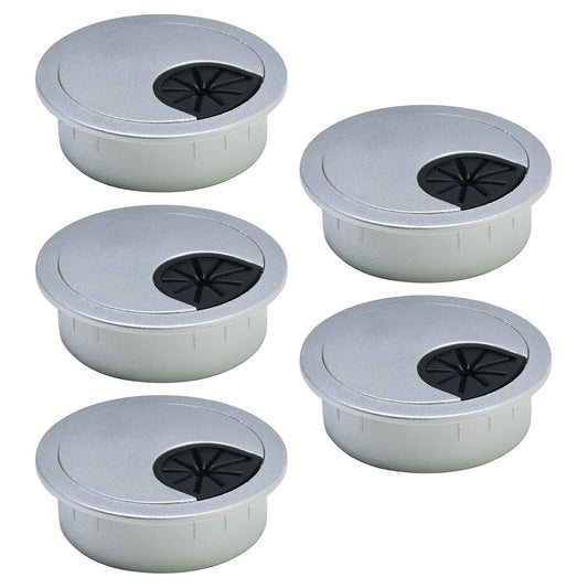 5 Pcs Desk Grommet 2-1/16" / 53 mm, Desk Cord Hole Cover, Cable Grommet ABS Plastic, Desk Hole Grommet for Home & Office Pc, Detachable Cable Cord Organizer-Silver Sand