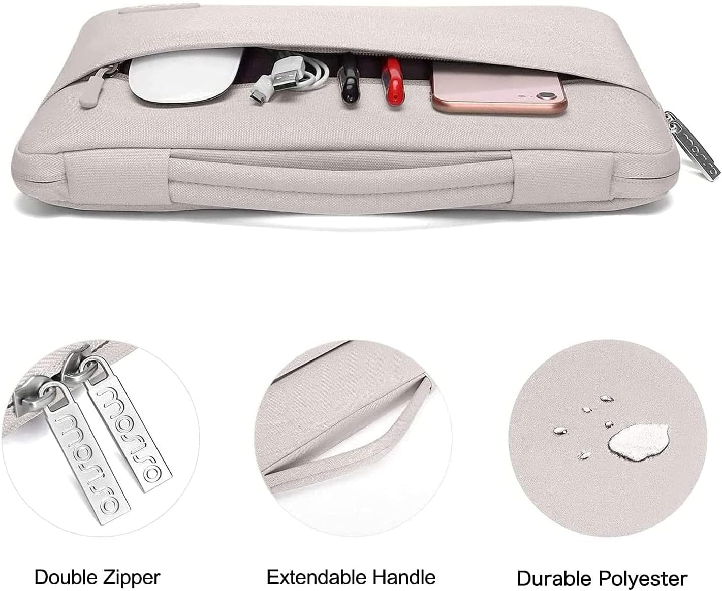 MOSISO Compatible with MacBook Air 13 inch Case 2025 2024 2023 2022 M4 A3240 M3 A3113 M2 A2681, Hard Shell&Sleeve Bag&Keyboard Skin&Webcam Cover&Screen Film for MacBook Air 13.6 inch, Stone Gray