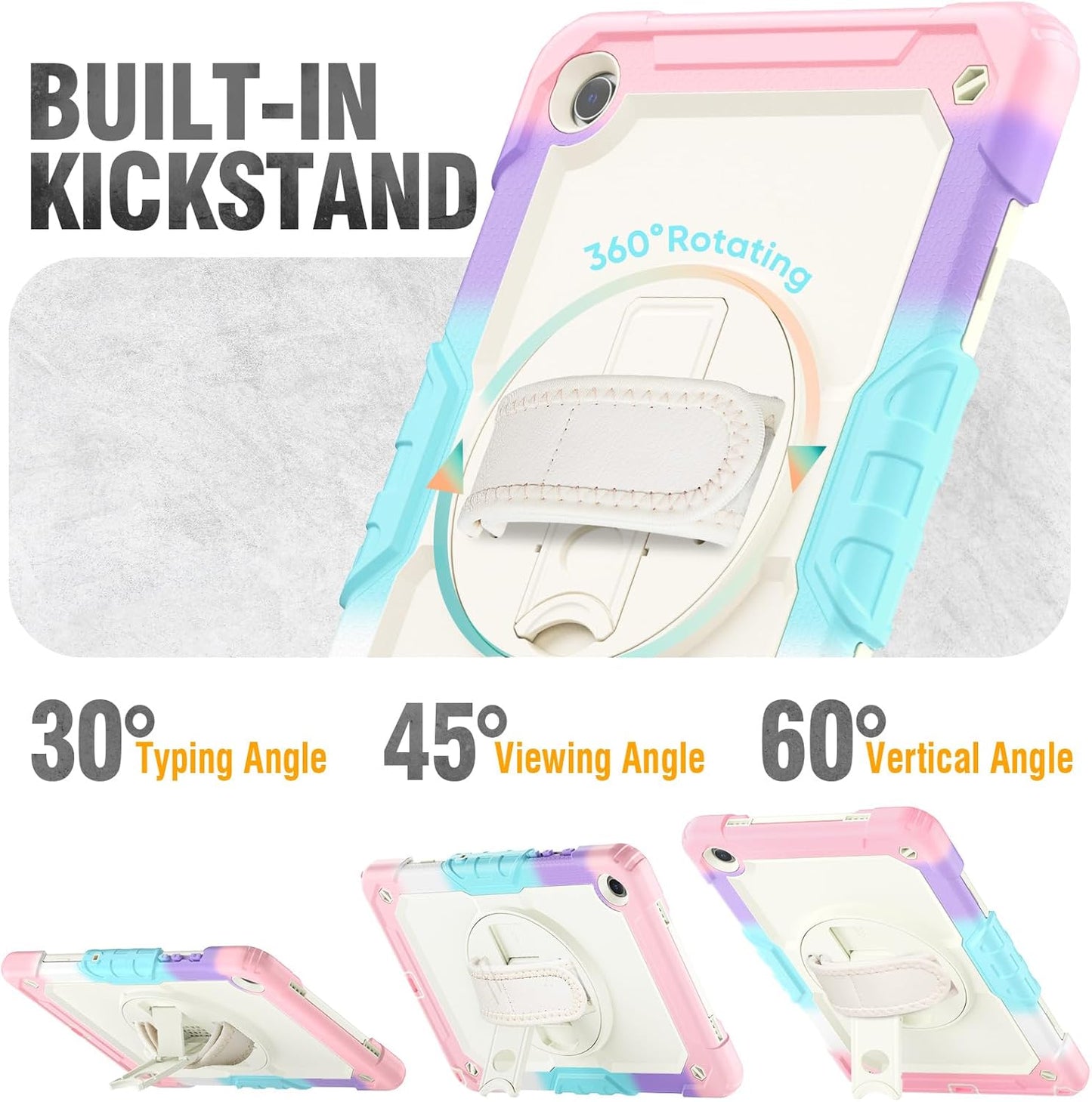 HXCASEAC Case for Samsung Galaxy Tab A9+ Plus 11 Inch, Protective with Screen Protector/Hand Strap/Pen Holder, Sturdy Shockproof Galaxy A9 Plus Tablet Case 2023 SM-X210/X216/X218 - Pink