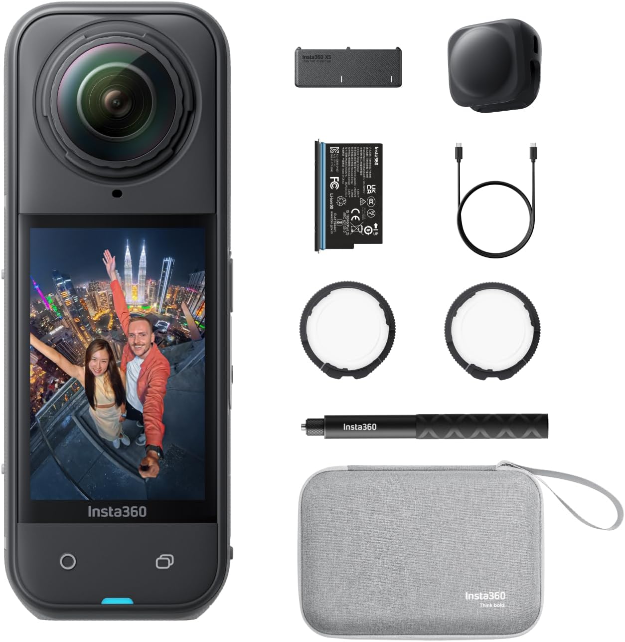 Insta360 X5 Essentials Bundle - Waterproof 8K 360° Action Camera, Leading Low Light, Invisible Selfie Stick Effect, Rugged and Replaceable Lens, 3-Hour Battery, Built-in Wind Guard, Stabilization