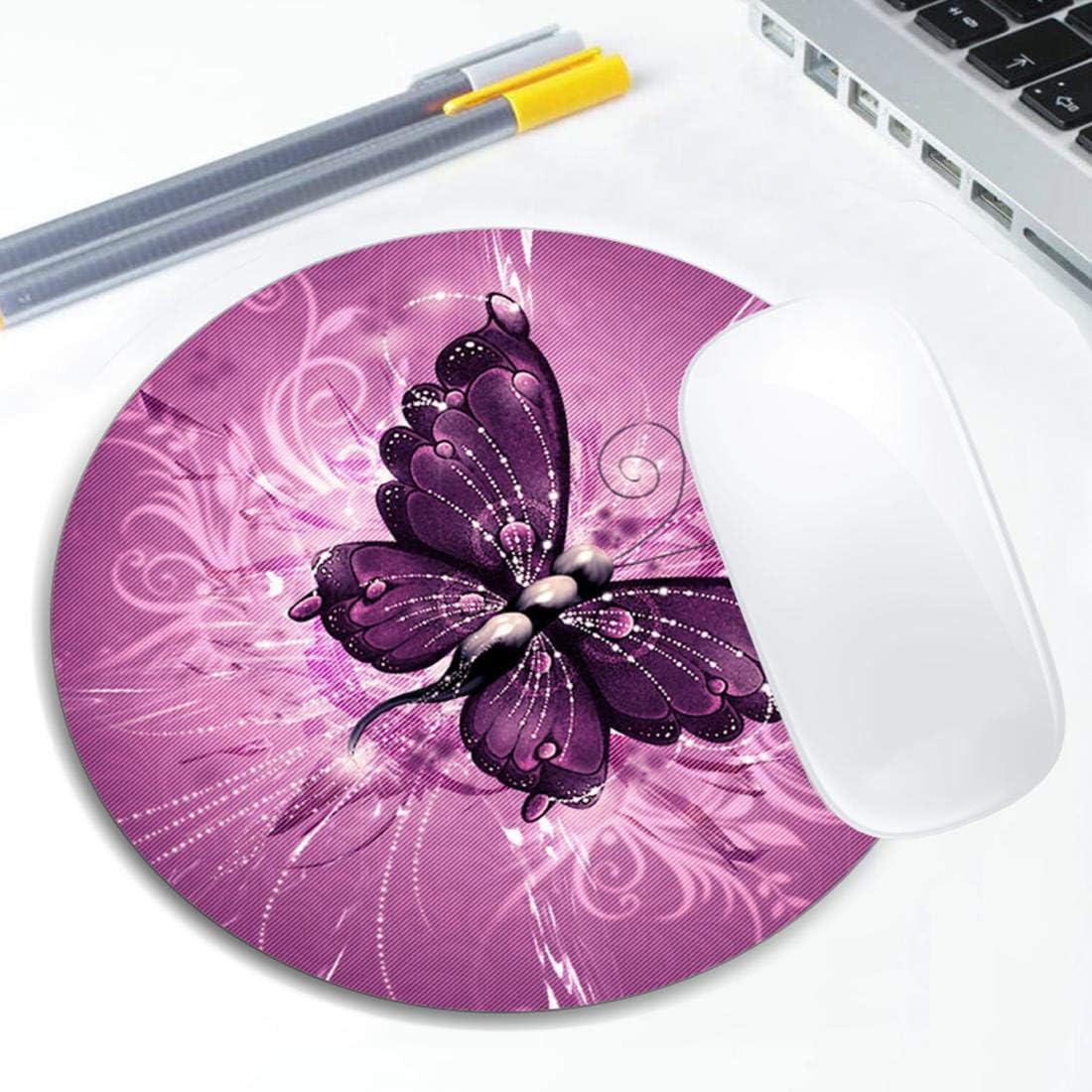 Butterfly Mouse Pad Round Non-Slip Rubber Mousepad Laptop Office Computer Decor Cute Desk Accessories Customized Design Mouse Pad