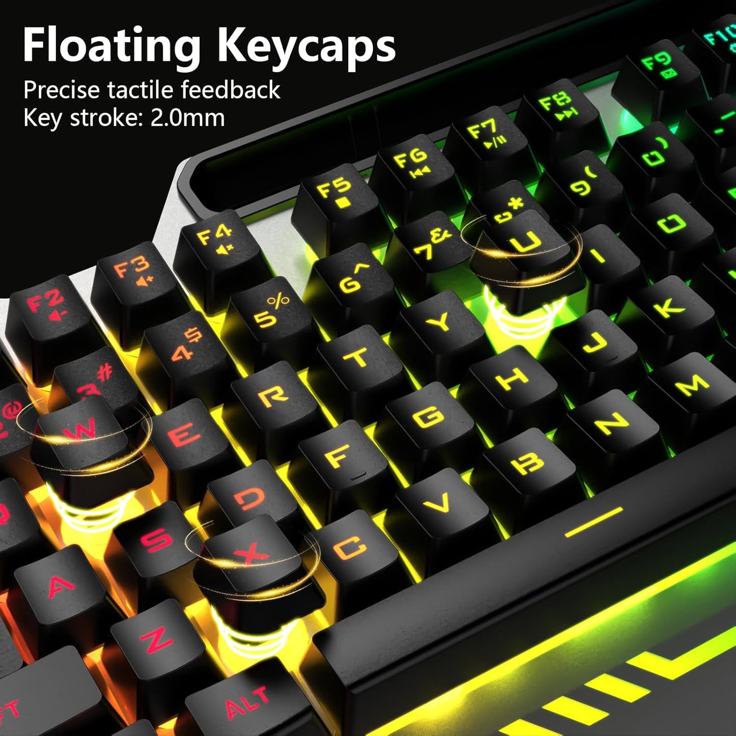 AULA Keyboard, T102 104 Keys Gaming Keyboard and Mouse Combo with RGB Backlit Number Pad, All-Metal Panel Waterproof Light Up PC Keyboard, USB Wired Computer Keyboards Gaming for MAC Xbox PC Gamer