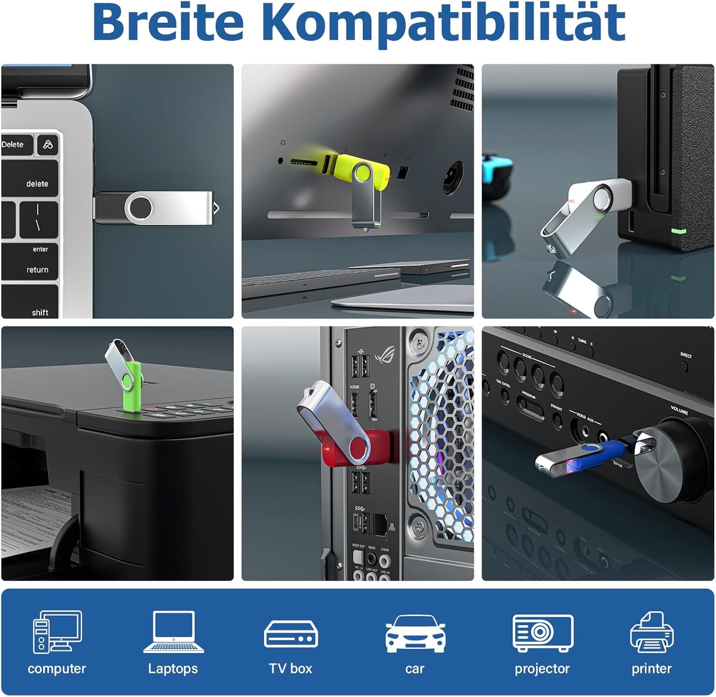 Flash Drives 16GB 10 Pack, Wooolken USB 2.0 Thumb Drives with Keychains Memory Stick USB Drive Pendrive for PC Laptop Computer (Mixcolors)