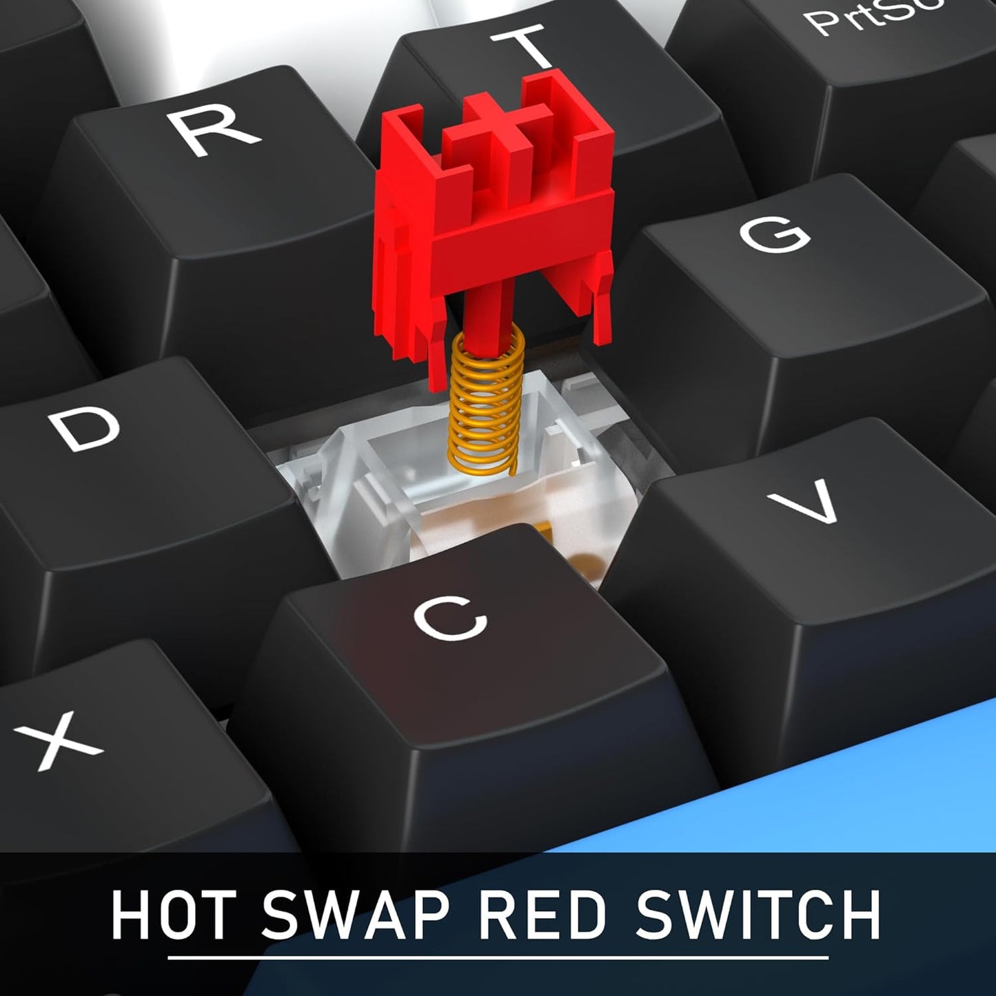 60% Mechanical Gaming Keyboard,White Black Blue Keycaps Gaming Keyboard with Linear Red Switch, Detachable Type-C Cable Mini Keyboard with Blue LED Light for Windows/Mac/PC/Laptop